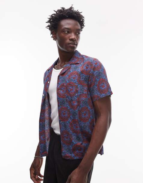 Levi's sunset camp short sleeve geo print shirt in burgundy - view 1