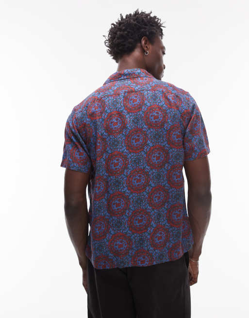 Levi's sunset camp short sleeve geo print shirt in burgundy