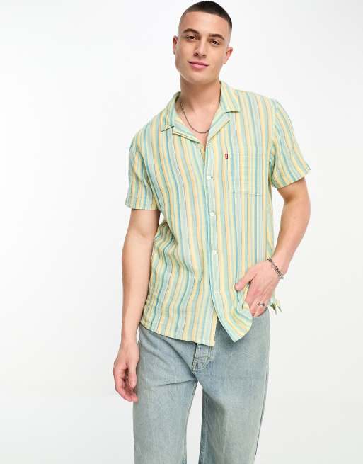 Levi's – Sunset Camp – Zielona koszula z krótkim rękawem w paski, 2 z 4