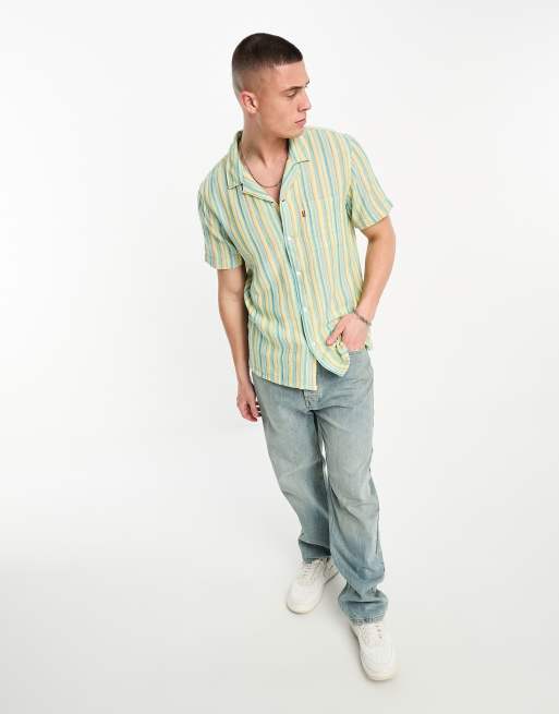 Levi's – Sunset Camp – Zielona koszula z krótkim rękawem w paski, 4 z 4