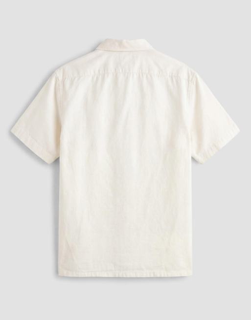 Levi's Sunset embroidered short sleeve camp shirt in light stone, 7 of 7
