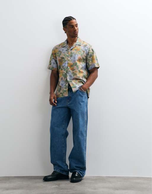 Levi's Sunset korte mouwen camp shirt co-ord met groene bloemenprint, 3 van 5