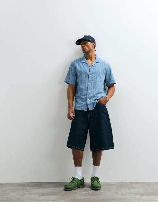 Levi's – Sunset – Kurzärmliges Camp-Hemd in Blau mit Streifen, 2 von 5