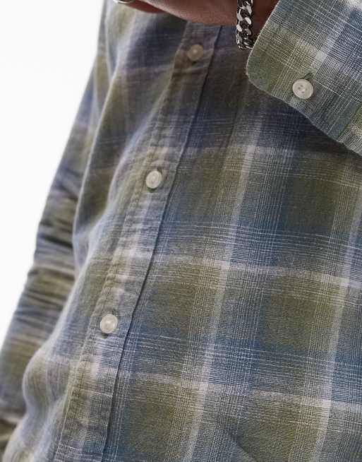 Levi's - Sunset - Lysegrøn regular fit-skjorte i hør- og bomuldsblanding med 1 lomme og tern, 2 af 4