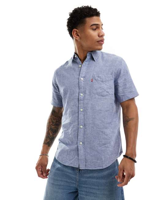 Levi s Sunset one pocket shirt in navy chambray ASOS