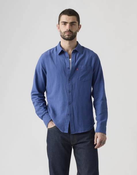 Levi's - Sunset - Overhemd van katoen met zak in middenblauw - view 1