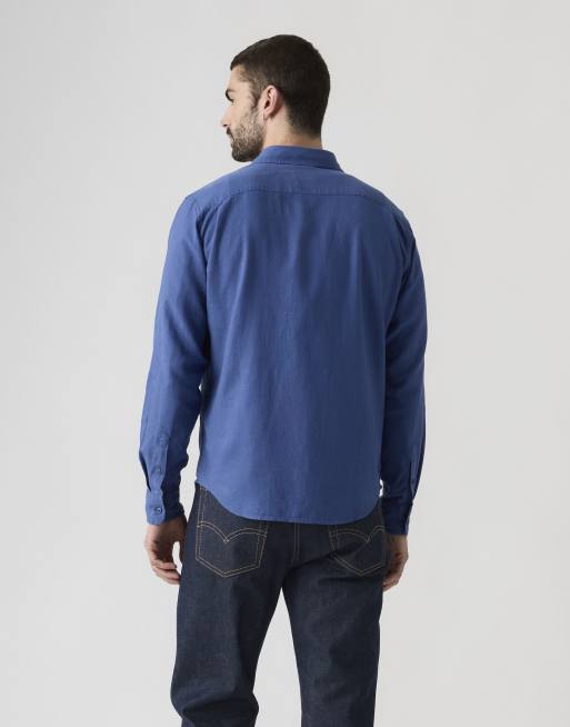 Levi's - Sunset - Overhemd van katoen met zak in middenblauw, 4 van 4