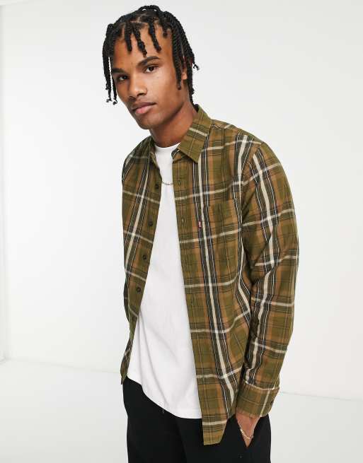 Levi s sunset pocket shirt in green check ASOS