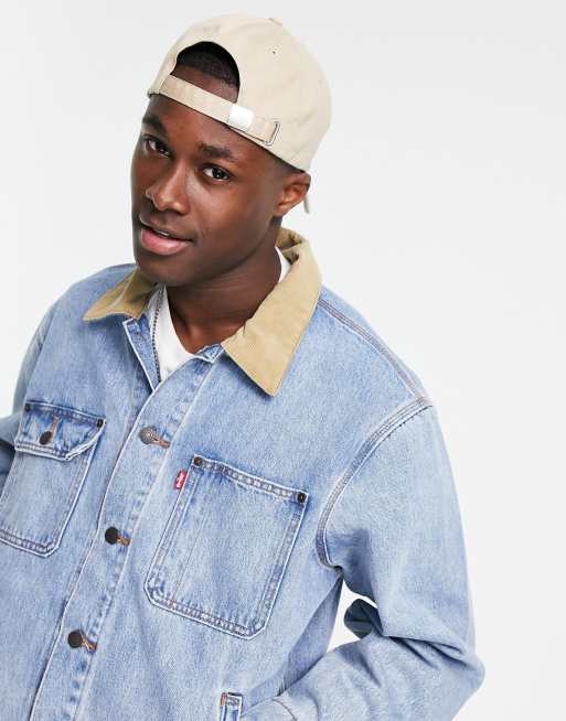 Levi's sunset relaxed fit cord collar denim trucker in how strong