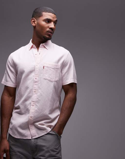 Levi's Sunset short sleeve linen cotton mix shirt regular fit in pink