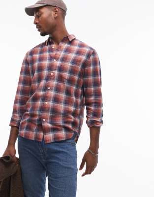 Levi's - Sunset - Skjorte i bomulds-/hørblanding med marineblåt tern, lomme og regular fit-pasform - view 1