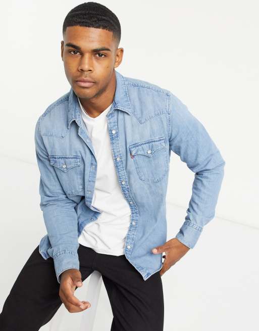 Levi's slim fit denim shirt new arrivals