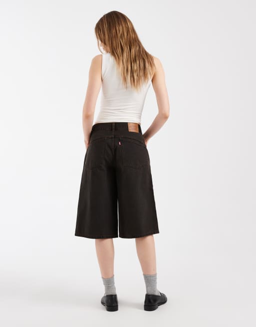 Levi's super baggy denim jort in dark brown, 3 of 5