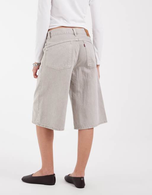 Levi's super baggy denim jort in grey, 4 of 5