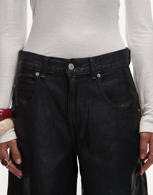 Levi's - Super baggy jeans met ballonpijpen en coating in zwart, 4 van 5