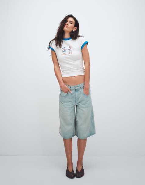 Levi's super baggy long denim jorts in light blue - view 1