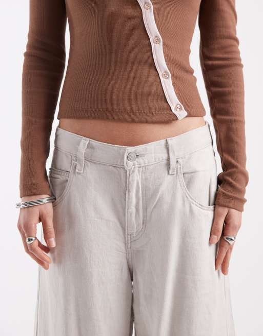 Levi's super baggy long denim short in grey, 3 of 5