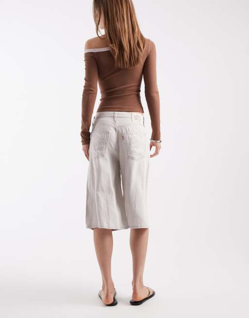 Levi's super baggy long denim short in grey, 5 of 5