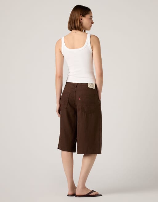 Levi's Super baggy long linen shorts in brown, 2 of 4