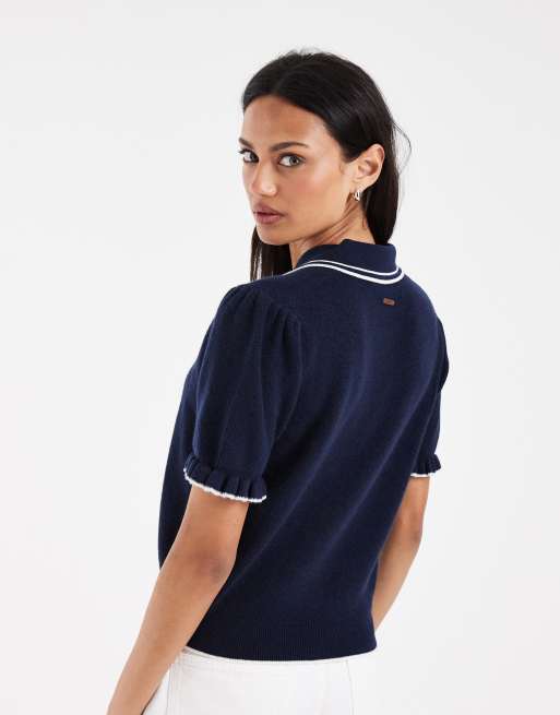 Levi's super soft short sleeve polo top in blue, 4 of 4