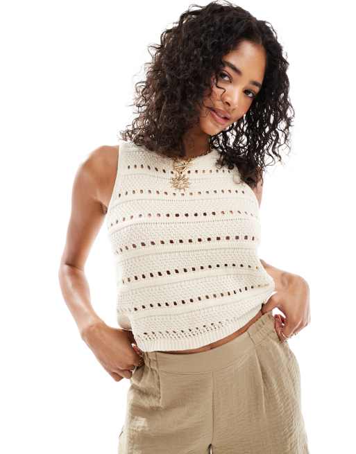 Levi's - Superbloom - Gehaakte gebreide tanktop in beige