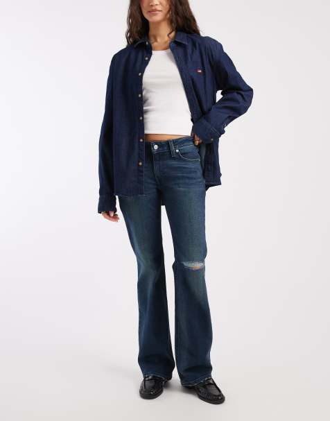 Levi's superlow bootcut denim jeans in dark blue  - view 1