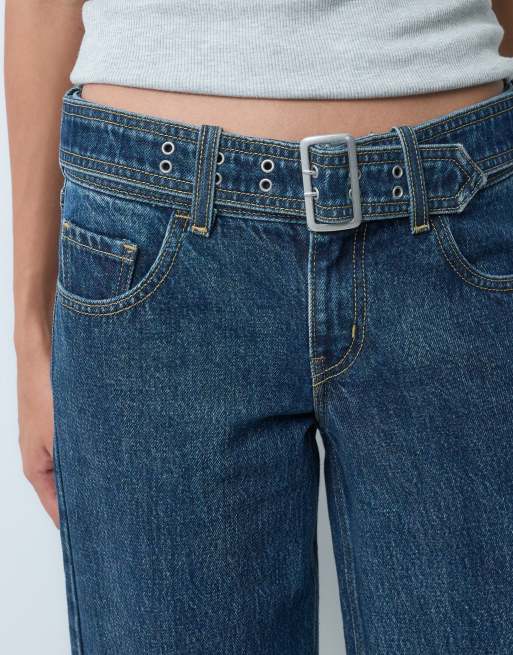 Levi's superlow loose belted denim jeans in dark wash, 4 of 5