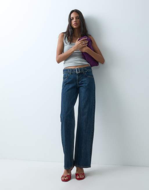 Levi's superlow loose belted jeans in dark wash, 6 of 6