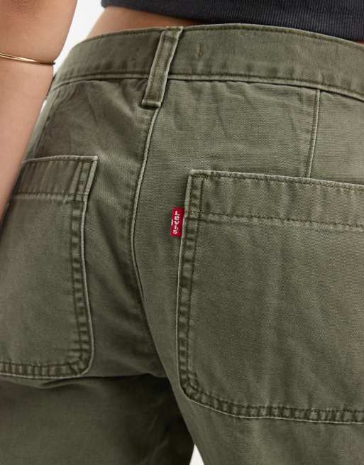 Levi's superlow loose cargo trousers in khaki, 4 of 5