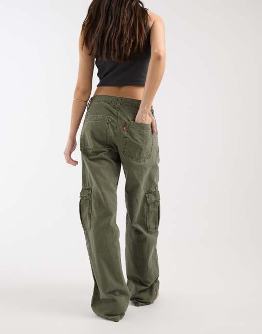 Levi's superlow loose cargo trousers in khaki, 5 of 5