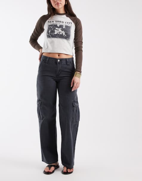 Levi's Superlow loose cargo trousers in washed black - view 1