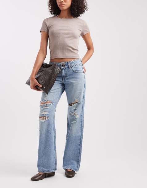 Levi's superlow loose jeans med revor i ljusblå denim - view 1