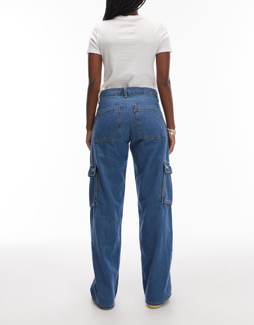 Levi's – Superlow – Niebieskie luźne jeansy bojówki , 3 z 5