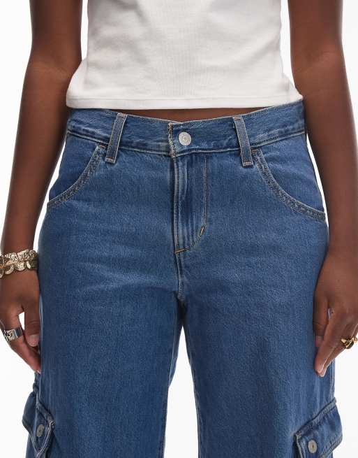 Levi's – Superlow – Niebieskie luźne jeansy bojówki , 4 z 5