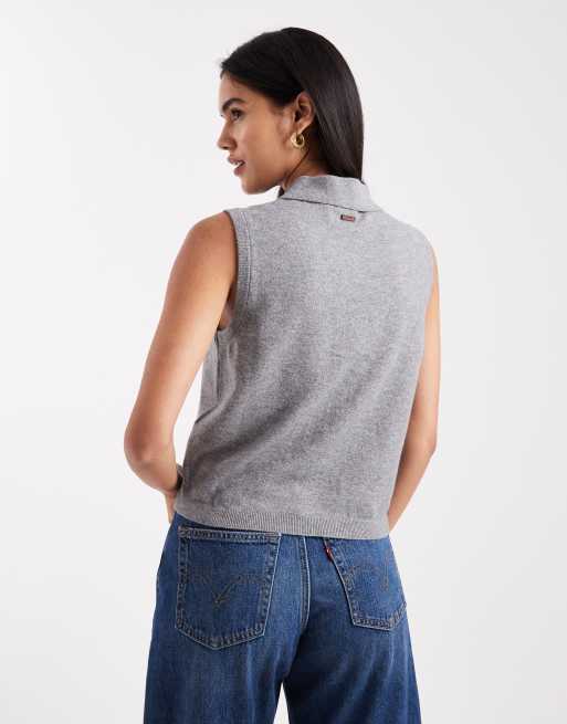 Levi's – Superweiche Strickweste in Grau mit Minirüschen, 2 von 4