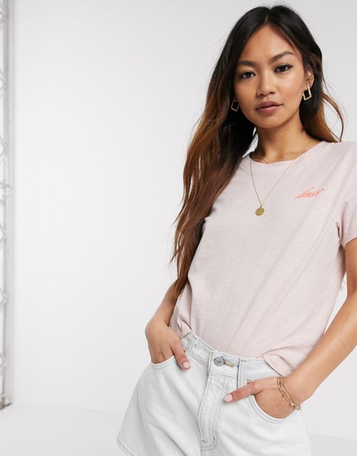 Levi's surf t-shirt with script in pink | ASOS