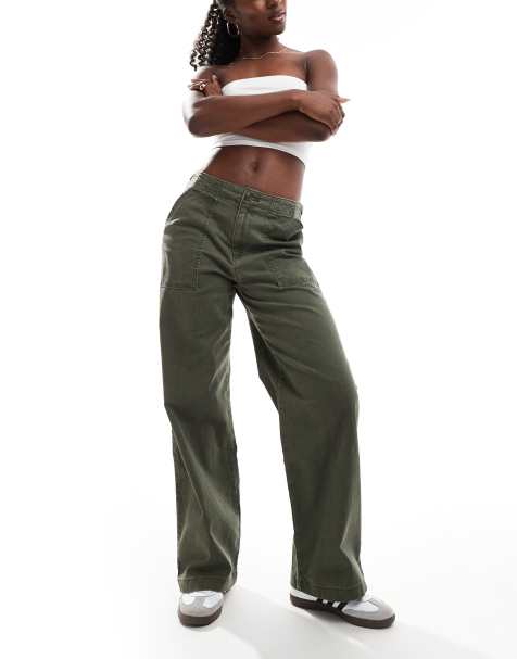 Levi's surplus straight fit canvas utility trousers in  green - view 1