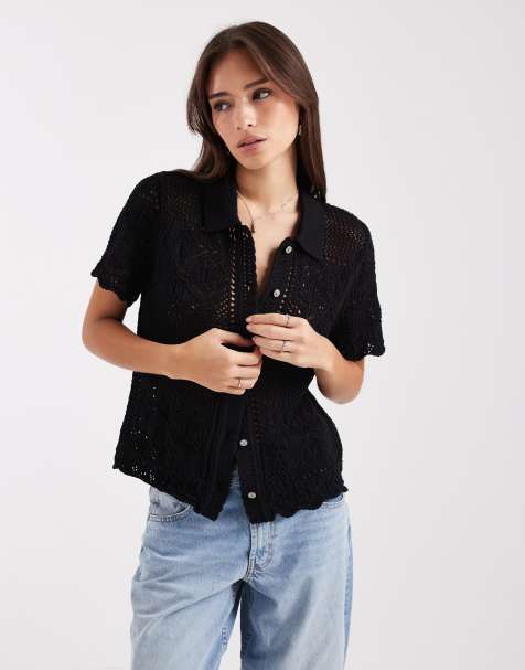 Levi's – Susanna – Czarna szydełkowana koszula z kwiatowym wzorem - view 1