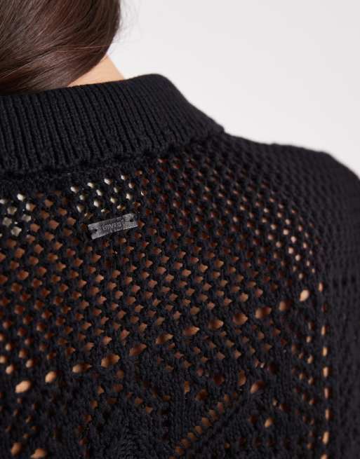 Levi's – Susanna – Svart, blommig, virkad skjorta, 2 av 4