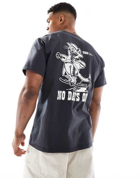 Levi's – Svart, avslappnad t-shirt i avslappnad passform med 'no days off'-tryck baktill - view 1