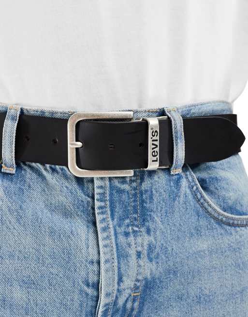 Levi's – Svart och brunt läderskärp i vändbar design med matt spänne med logga, 2 av 3