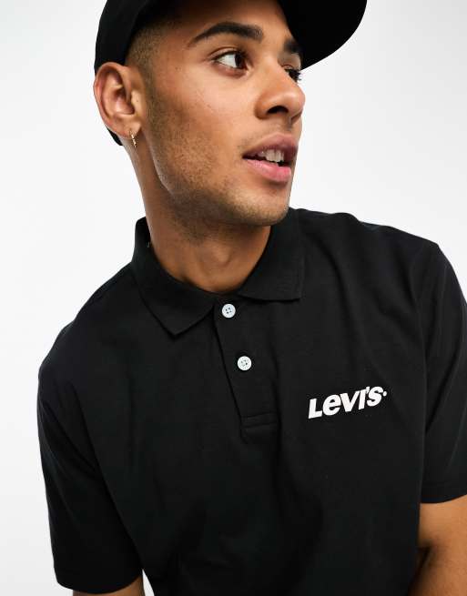 Levi's – Svart pikétröja i jersey och vintagemodell med liten logga, 3 av 4