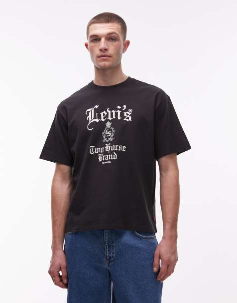 Levi's – Svart t-shirt med boxig passform och tryckt logga - view 1