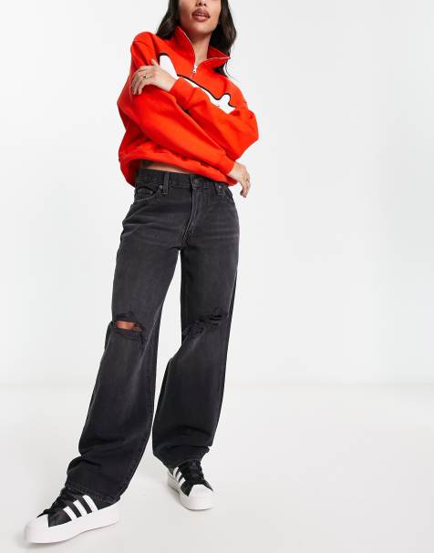 Levi's – Svarta, baggy jeans med revor i dad-modell - view 1