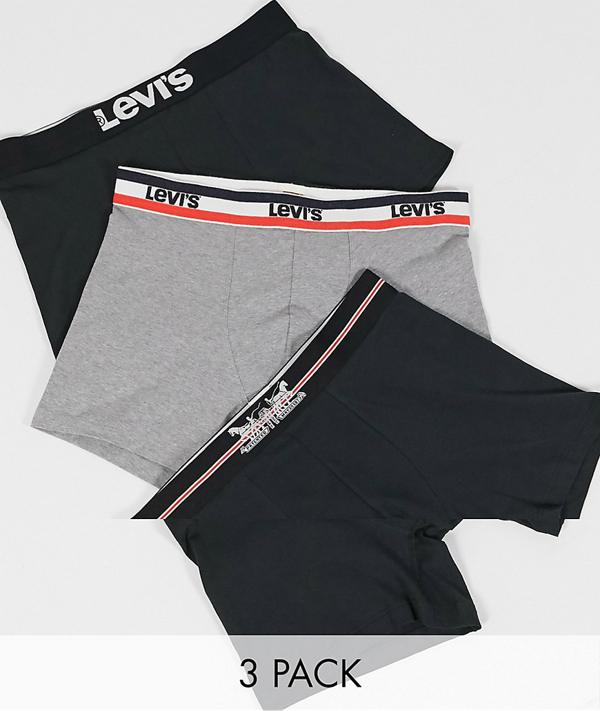Levis – Svarta boxershorts med logga i 3-pack i presentförpackning