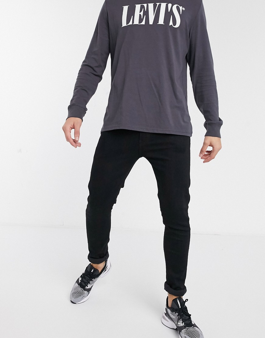 Levi's – Svarta skinny jeans med avsmalnande ben och avancerad stretch