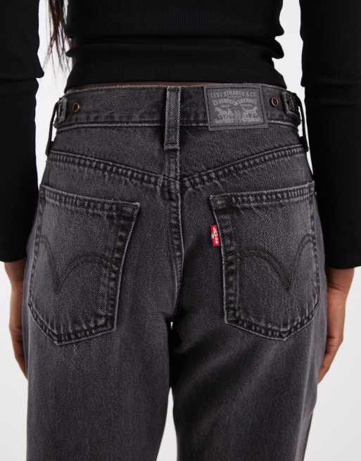 Levi's – Svarta, utsvängda jeans med indragen detalj, 5 av 5