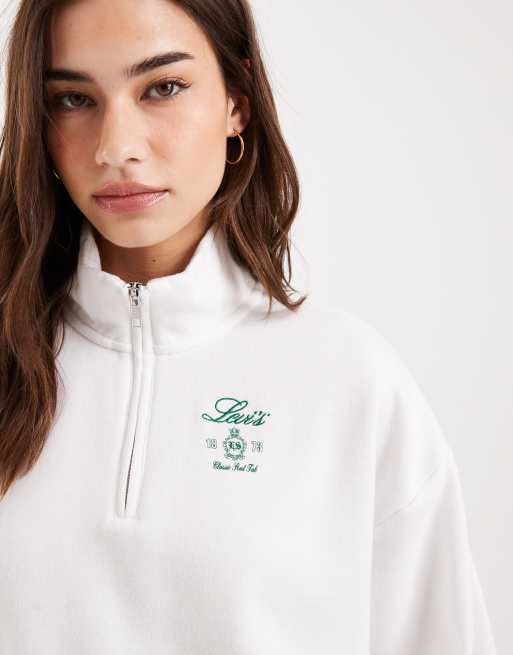 Levi's - Sweat à bords côtelés et demi-fermeture éclair - Blanc, 2 de 4