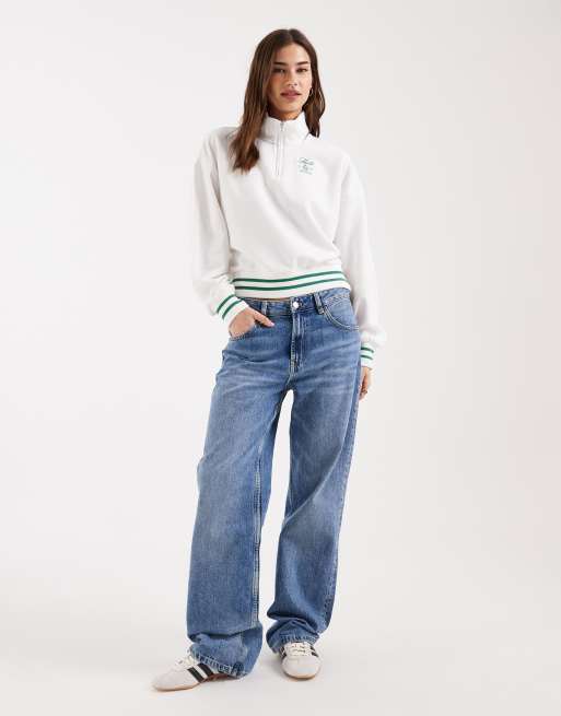 Levi's - Sweat à bords côtelés et demi-fermeture éclair - Blanc, 3 de 4