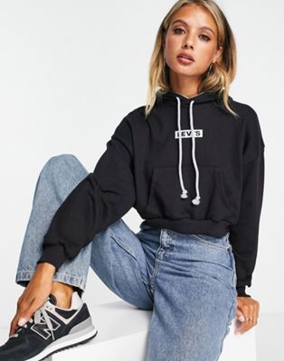 Levi's cropped hoodie in black  - ASOS Price Checker